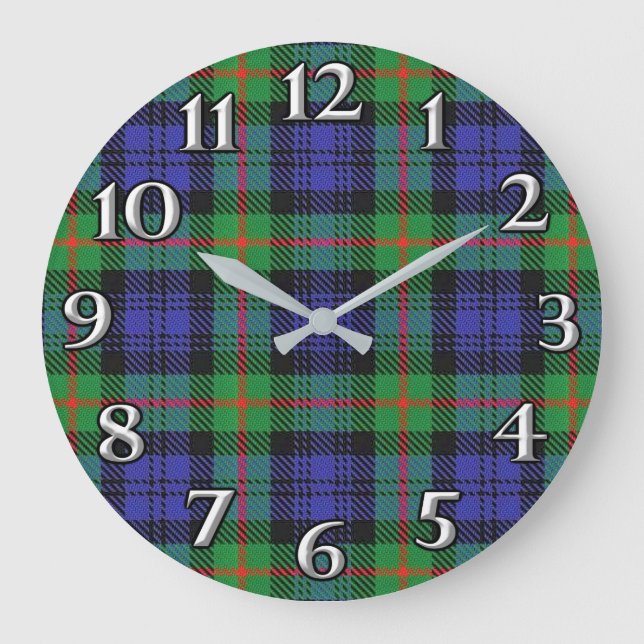 Scottish Time Accents Clan Murray Tartan Large Clock (Front)