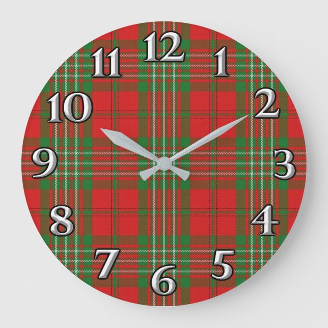 Scottish Time Accents Clan Scott Tartan Large Clock (Front)
