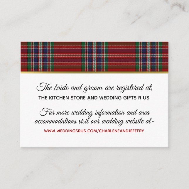Scottish Wedding Clan MacFarlane Information Card (Front)