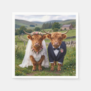 Scottish Wedding Highland Cows Napkin