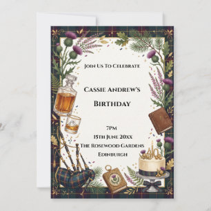Scottish Whisky Milestone Birthday Invitation
