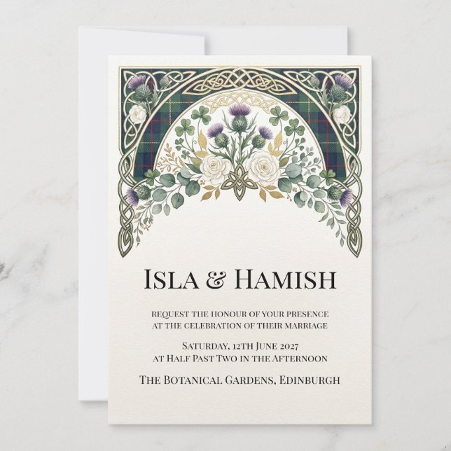 Scottish Wildflower Wedding Invitation (Front)