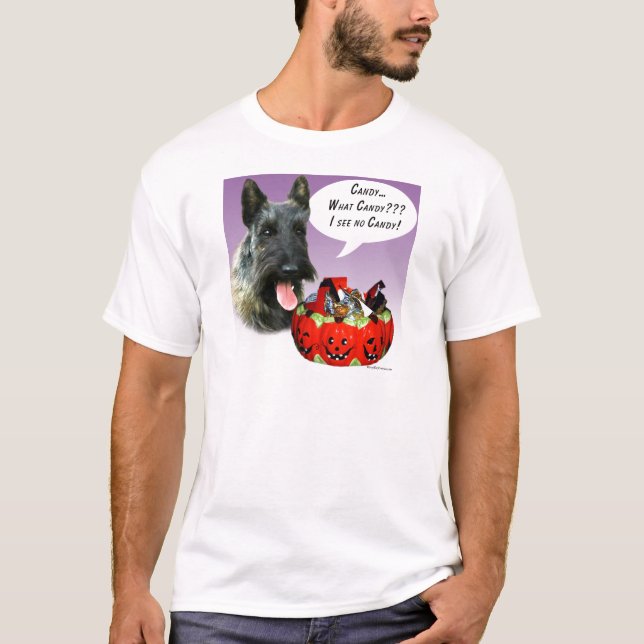 ScottishTerrier Halloween Candy T-Shirt (Front)