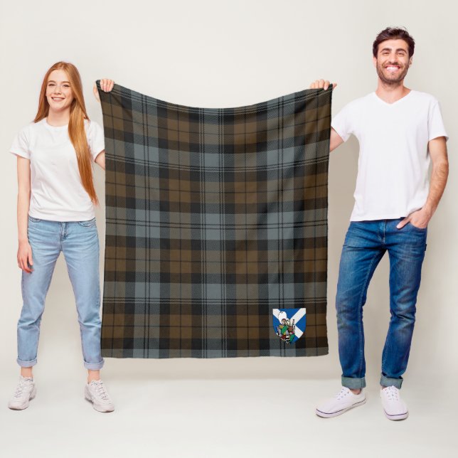 Scotts BlackWatch Weathered Tartan Plaid Fleece Blanket (In Situ)