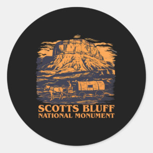 Scotts Bluff National Monument Horse Cart Outfit Classic Round Sticker