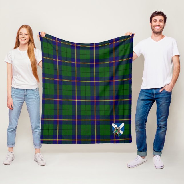 Scotts Carmichael Modern Tartan Plaid Fleece Blanket (In Situ)