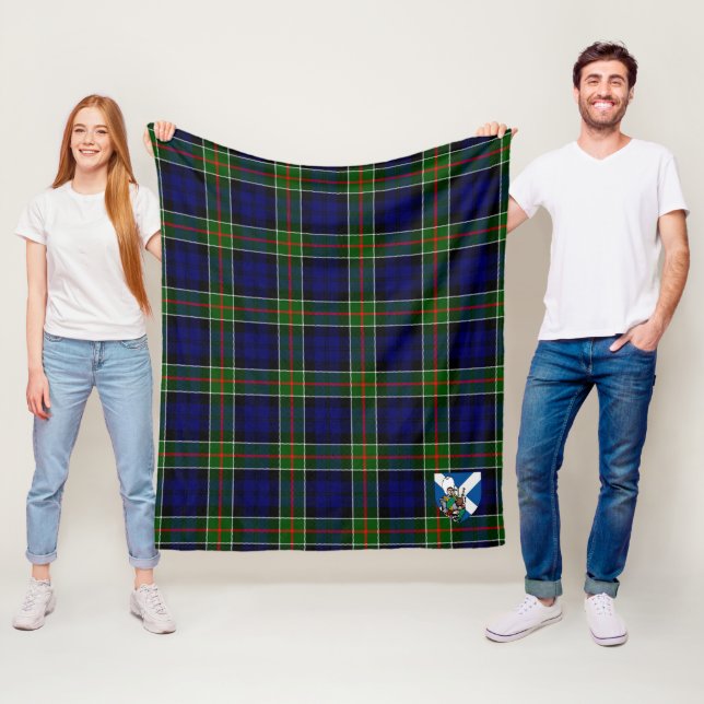 Scotts Colquhoun Modern Tartan Plaid Fleece Blanket (In Situ)