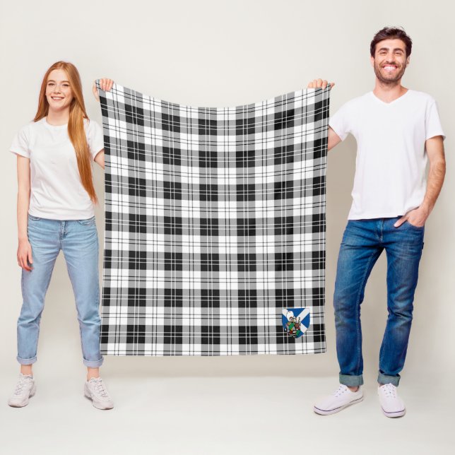 Scotts Erskine Black and White Tartan Plaid Fleece Blanket (In Situ)