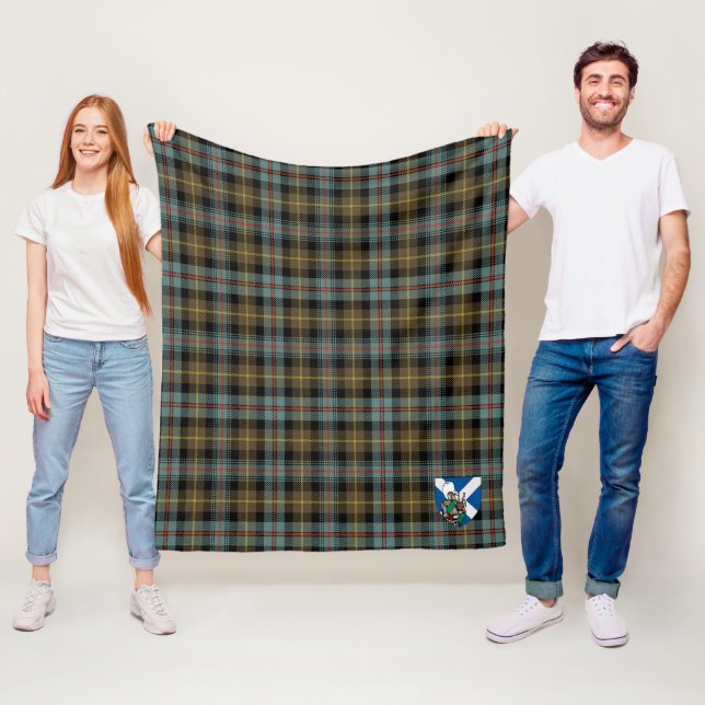 Scotts Farquharson Weathered Tartan Plaid Fleece Blanket (In Situ)