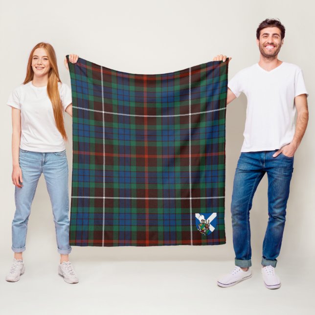 Scotts Fraser Hunting Ancient Tartan Plaid Fleece Blanket (In Situ)