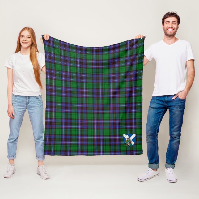 Scotts Hunter of Peeblesshire Tartan Plaid Fleece Blanket (In Situ)