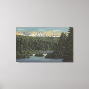 Scotts Lake, Oregon - View of Three Sisters Canvas Print