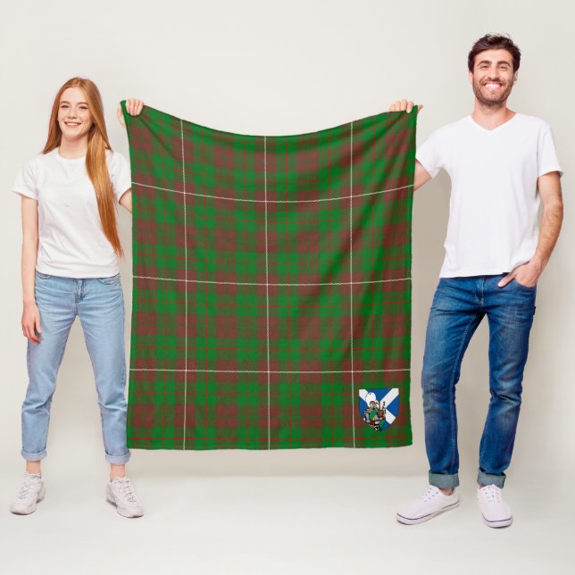 Scotts MacKinnon Hunting Modern Tartan Plaid Fleece Blanket (In Situ)