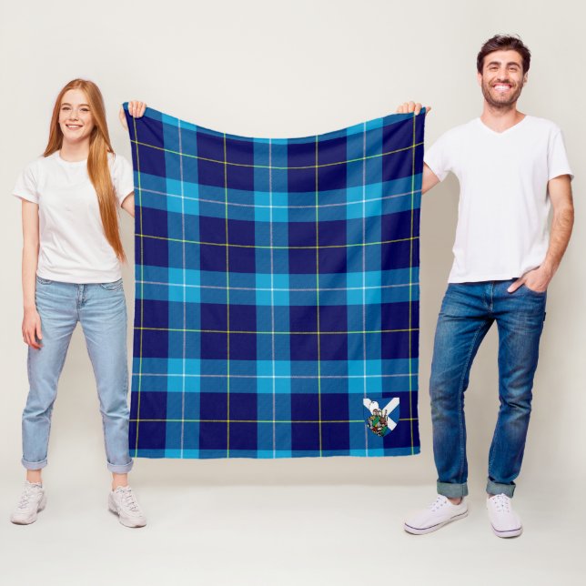 Scotts McKerrell Blue Tartan Plaid Fleece Blanket (In Situ)