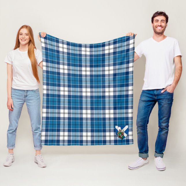 Scotts Muirhead Blue Tartan Plaid Fleece Blanket (In Situ)