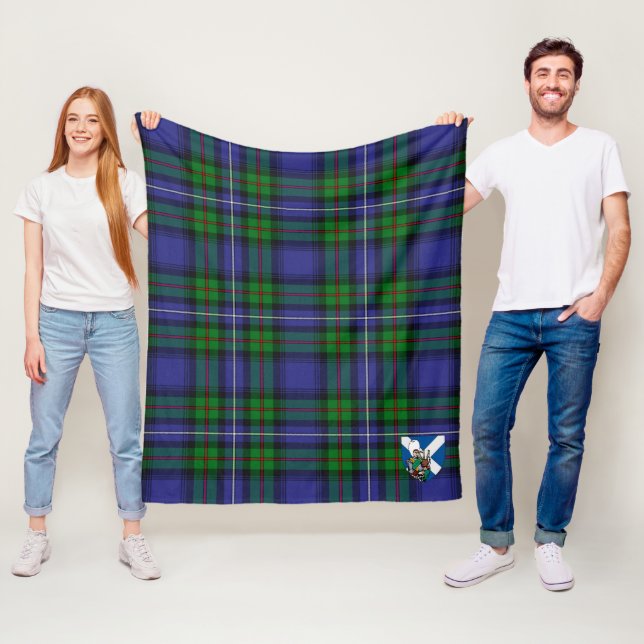Scotts Robertson Hunting Modern Tartan Plaid Fleece Blanket (In Situ)