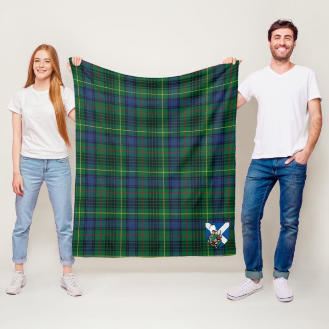 Scotts Stewart Hunting Modern Tartan Plaid Fleece Blanket (In Situ)