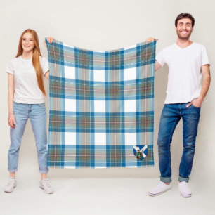 Scotts Stewart Muted Blue Tartan Plaid Fleece Blanket