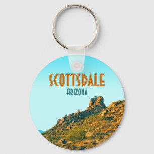 Scottsdale Arizona Cactus and Mountain Vintage Keychain