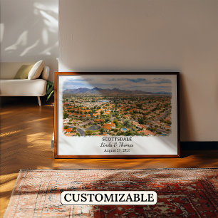 Scottsdale Arizona Poster, Watercolor, Custom Poster