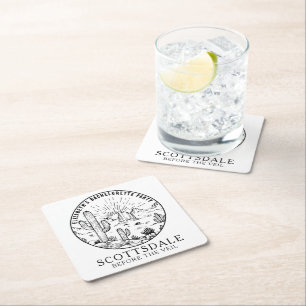 Scottsdale Bachelorette Party Favour Custom Square Paper Coaster