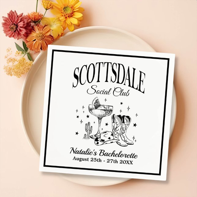 Scottsdale Bachelorette Party Vintage Black Paper Napkin (Creator Uploaded)