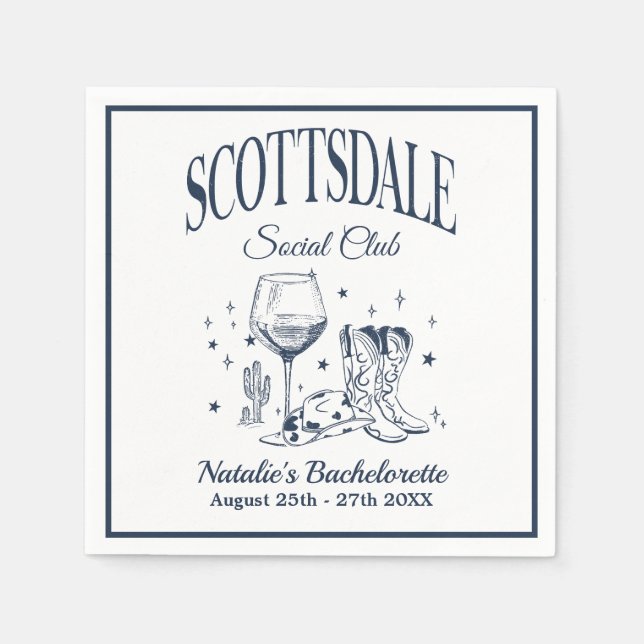 Scottsdale Bachelorette Party Vintage Grey Paper Napkin (Front)
