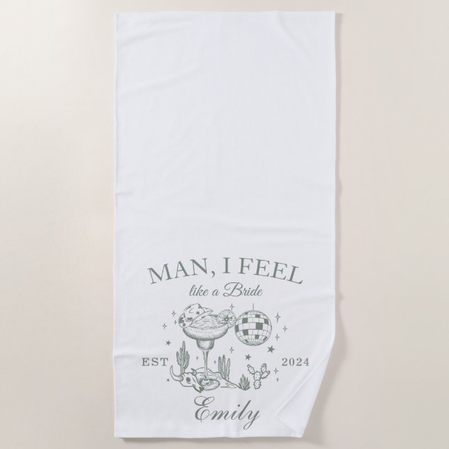 Scottsdale Bachelorette Retro Modern Beach Towel (Front)