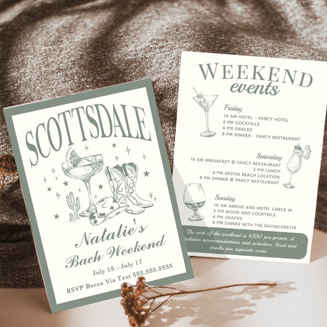 Scottsdale Bachelorette Social Cocktail Itinerary Invitation (Creator Uploaded)