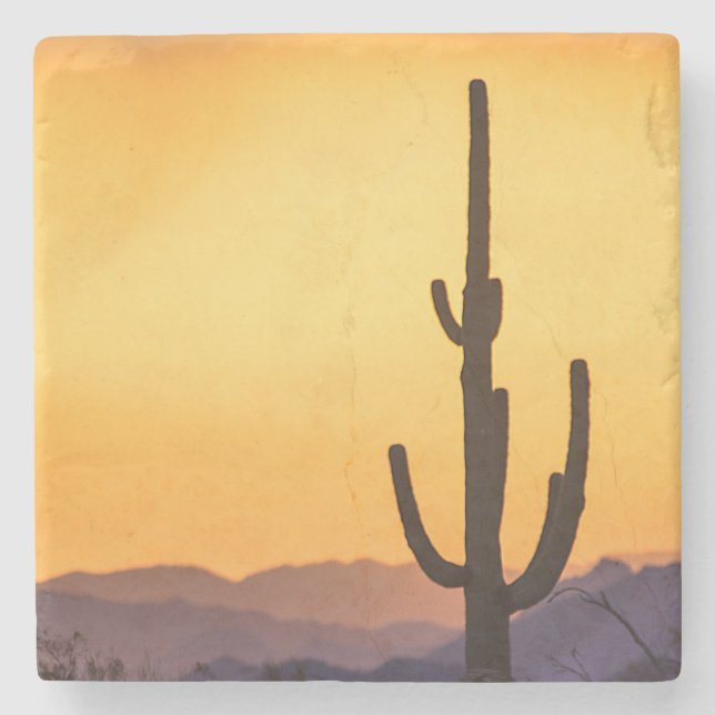 Scottsdale sunset before the storm stone coaster (Front)