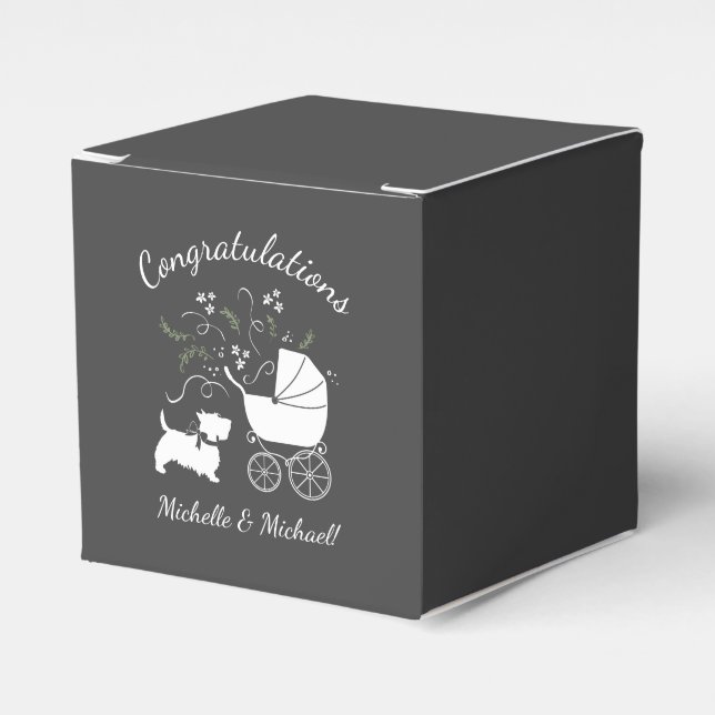 Scotty Dog Baby Shower Favor Box (Front Side)