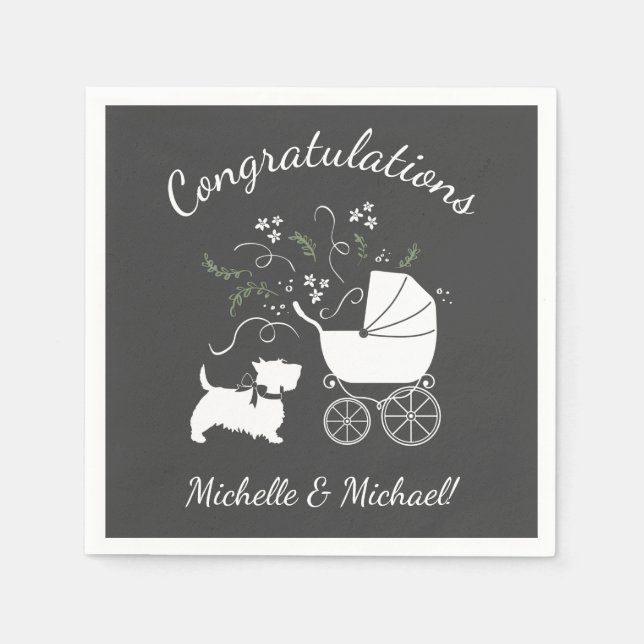 Scotty Dog Baby Shower Napkin (Front)