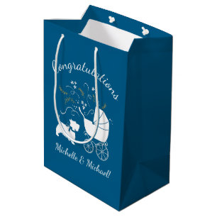 Scotty Dog Baby Shower Puppy Scottish Terrier Blue Medium Gift Bag