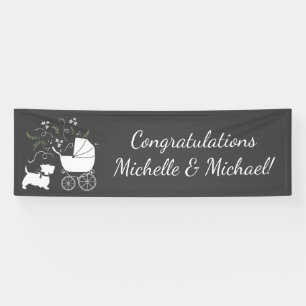 Scotty Dog Baby Shower Puppy Scottish Terrier Grey Banner