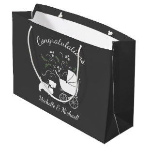 Scotty Dog Baby Shower Puppy Scottish Terrier Grey Large Gift Bag
