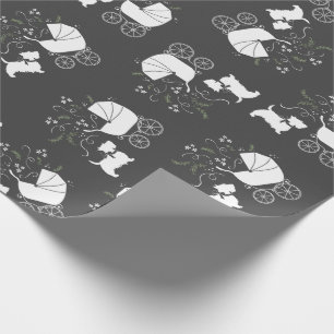 Scotty Dog Baby Shower Puppy Scottish Terrier Grey Wrapping Paper