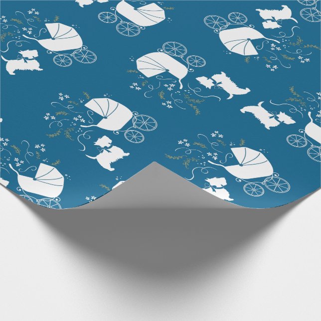 Scotty dog Baby Shower Wrapping Paper (Corner)