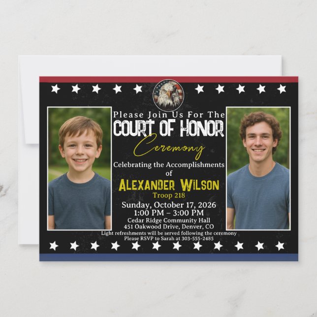 Scout Achievement Ceremony Invitation with Photos (Front)