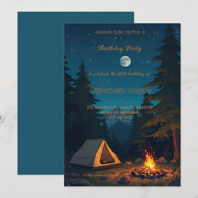 scout Camping party birthday  invitation (Front/Back)