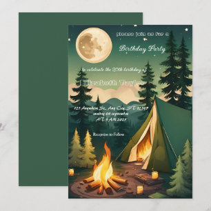 scout Camping party birthday  invitation