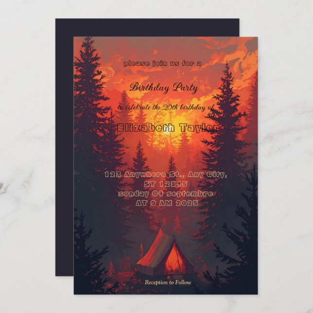 scout comping party invitations (Front/Back)