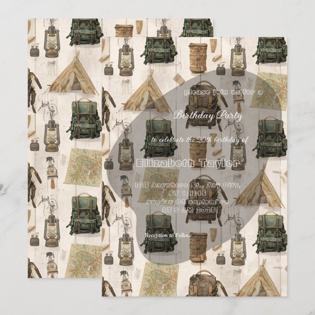 scout comping party invitations (Devant / Derrière)