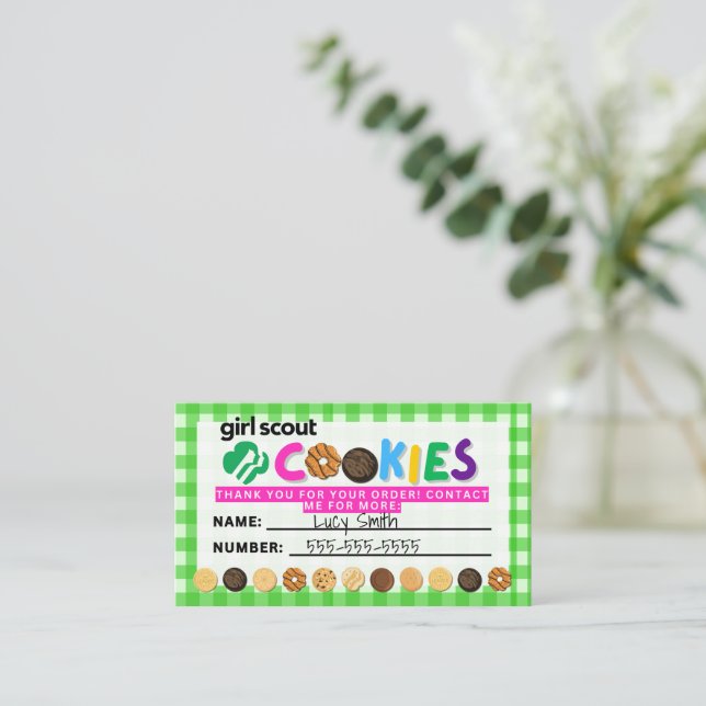 Scout Cookie Reorder Business Card (Standing Front)