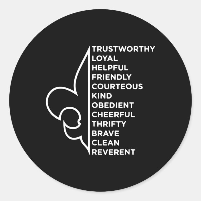 Scout Law Scouting Novelty Trustworthy Loyal Helpf Classic Round Sticker (Front)