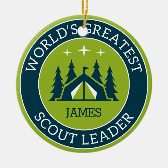 Scout Leader Personalised Ceramic Ornament (Front)