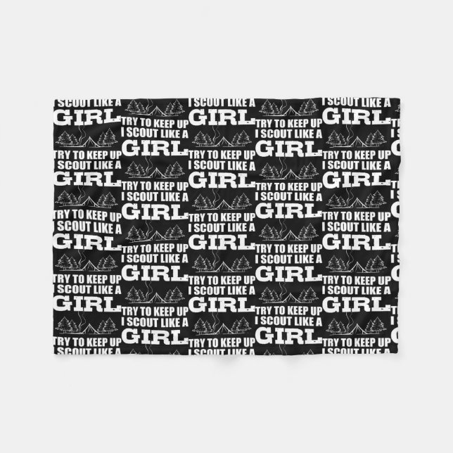 Scout like Girl Adventurous Person  Fleece Blanket (Front (Horizontal))