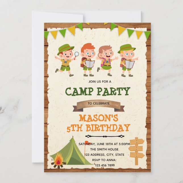 Scout recruitment camp theme Invitation (Front)
