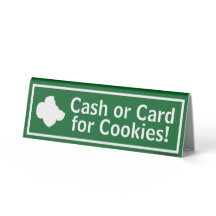 Scouting- Cash or Card for Cookies Booth Sign
