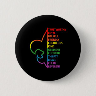 Scouting Law Scouting Camping Rainbow Colourful 2 Inch Round Button