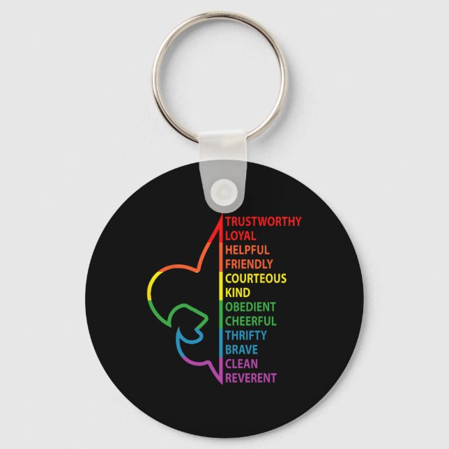 Scouting Law Scouting Camping Rainbow Colourful  Keychain (Front)